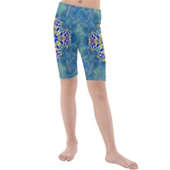 Tile Background Image Graphic Kids  Mid Length Swim Shorts by Pakrebo