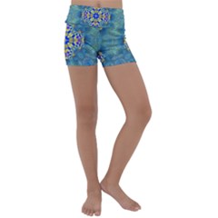 Tile Background Image Graphic Kids  Lightweight Velour Yoga Shorts