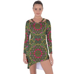 Background Image Pattern Asymmetric Cut-out Shift Dress by Pakrebo