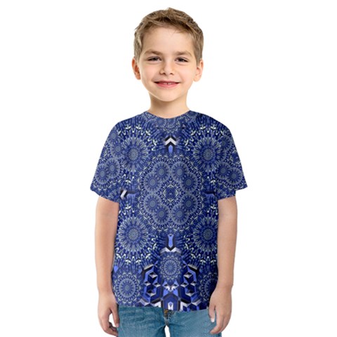 Farbenpracht Kaleidoscope Blue Kids  Sport Mesh Tee by Pakrebo