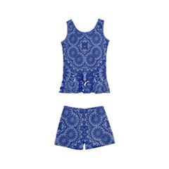 Farbenpracht Kaleidoscope Blue Kids  Boyleg Swimsuit by Pakrebo