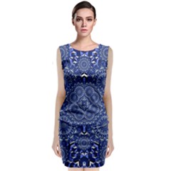 Farbenpracht Kaleidoscope Blue Sleeveless Velvet Midi Dress by Pakrebo