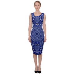 Farbenpracht Kaleidoscope Blue Sleeveless Pencil Dress by Pakrebo