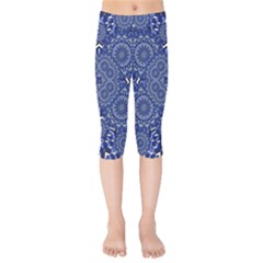 Farbenpracht Kaleidoscope Blue Kids  Capri Leggings  by Pakrebo