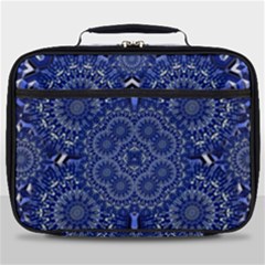 Farbenpracht Kaleidoscope Blue Full Print Lunch Bag by Pakrebo