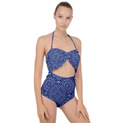 Farbenpracht Kaleidoscope Blue Scallop Top Cut Out Swimsuit by Pakrebo