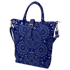 Farbenpracht Kaleidoscope Blue Buckle Top Tote Bag by Pakrebo