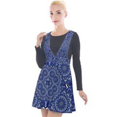 Farbenpracht Kaleidoscope Blue Plunge Pinafore Velour Dress