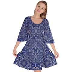 Farbenpracht Kaleidoscope Blue Velour Kimono Dress