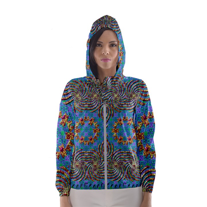 Tile Pattern Background Image Hooded Windbreaker (Women)