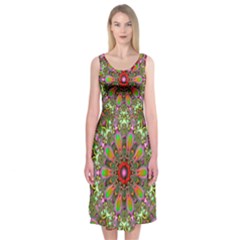 Fractal Image  Background Midi Sleeveless Dress by Pakrebo