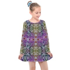 Background Image Pattern Kids  Long Sleeve Dress by Pakrebo