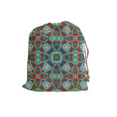 Farbenpracht Kaleidoscope Art Drawstring Pouch (large) by Pakrebo