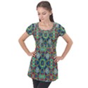 Farbenpracht Kaleidoscope Art Puff Sleeve Tunic Top View1