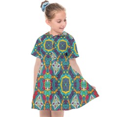 Farbenpracht Kaleidoscope Art Kids  Sailor Dress by Pakrebo