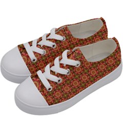 Tile Background Image Pattern Floral Kids  Low Top Canvas Sneakers by Pakrebo