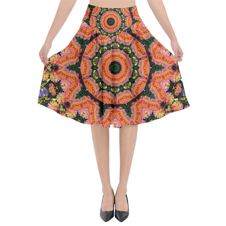 Background Pattern Structure Art Flared Midi Skirt