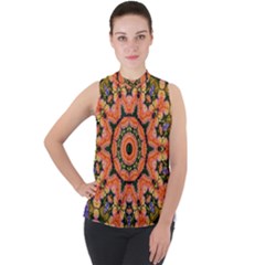 Background Pattern Structure Art Mock Neck Chiffon Sleeveless Top by Pakrebo