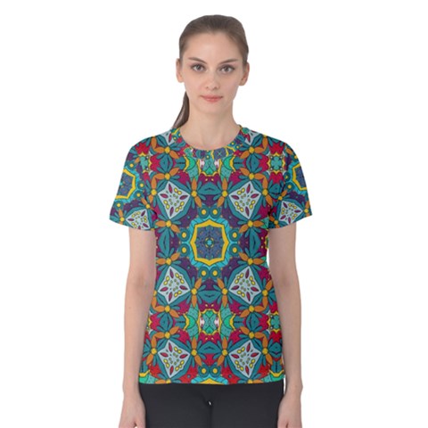 Farbenpracht Kaleidoscope Art Women s Cotton Tee by Pakrebo