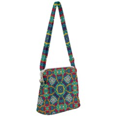 Farbenpracht Kaleidoscope Art Zipper Messenger Bag