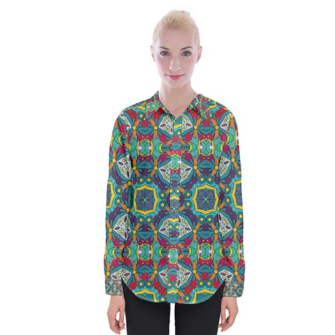 Farbenpracht Kaleidoscope Art Womens Long Sleeve Shirt by Pakrebo