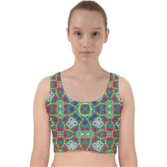 Farbenpracht Kaleidoscope Art Velvet Racer Back Crop Top by Pakrebo