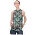 Farbenpracht Kaleidoscope Art High Neck Satin Top View1