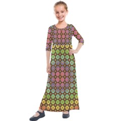 Tile Background Image Pattern Art Kids  Quarter Sleeve Maxi Dress by Pakrebo