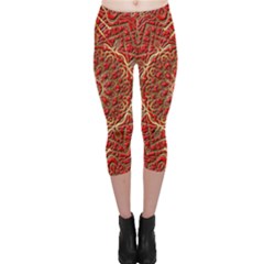 Tile Background Image Pattern 3d Red Capri Leggings  by Pakrebo