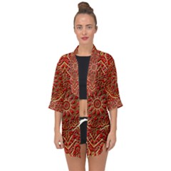 Tile Background Image Pattern 3d Red Open Front Chiffon Kimono by Pakrebo