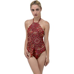 Tile Background Image Pattern 3d Red Go With The Flow One Piece Swimsuit by Pakrebo