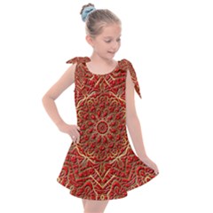 Tile Background Image Pattern 3d Red Kids  Tie Up Tunic Dress by Pakrebo