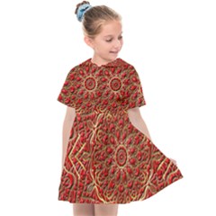 Tile Background Image Pattern 3d Red Kids  Sailor Dress by Pakrebo