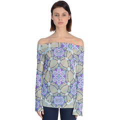 Ornament Kaleidoscope Off Shoulder Long Sleeve Top by Pakrebo