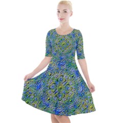 Farbenpracht Kaleidoscope Quarter Sleeve A-line Dress by Pakrebo