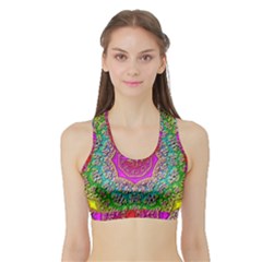 Mandala  Background Geometric Sports Bra With Border by Pakrebo