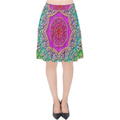 Mandala  Background Geometric Velvet High Waist Skirt by Pakrebo