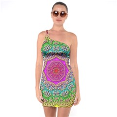 Mandala  Background Geometric One Soulder Bodycon Dress by Pakrebo