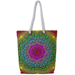 Mandala  Background Geometric Full Print Rope Handle Tote (small)