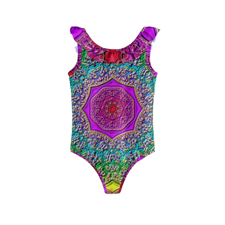 Mandala  Background Geometric Kids  Frill Swimsuit