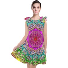 Mandala  Background Geometric Tie Up Tunic Dress