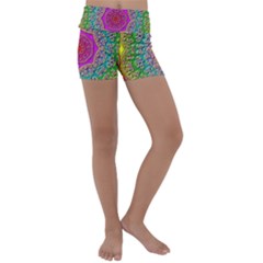 Mandala  Background Geometric Kids  Lightweight Velour Yoga Shorts by Pakrebo