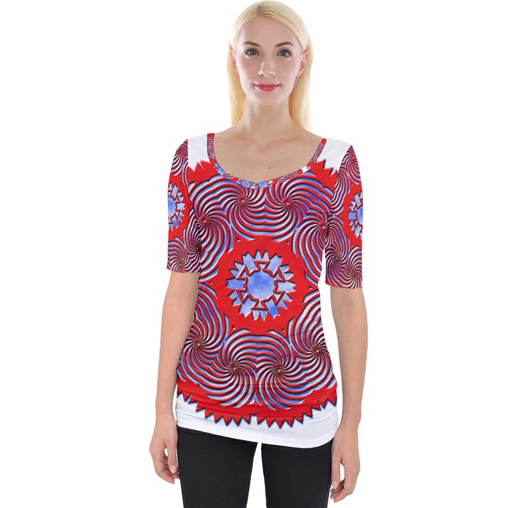 Tile Pattern Background Image Wide Neckline Tee