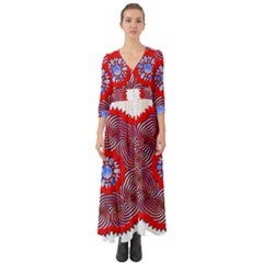 Tile Pattern Background Image Button Up Boho Maxi Dress by Pakrebo