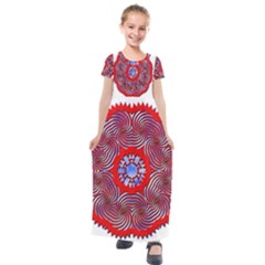 Tile Pattern Background Image Kids  Short Sleeve Maxi Dress by Pakrebo