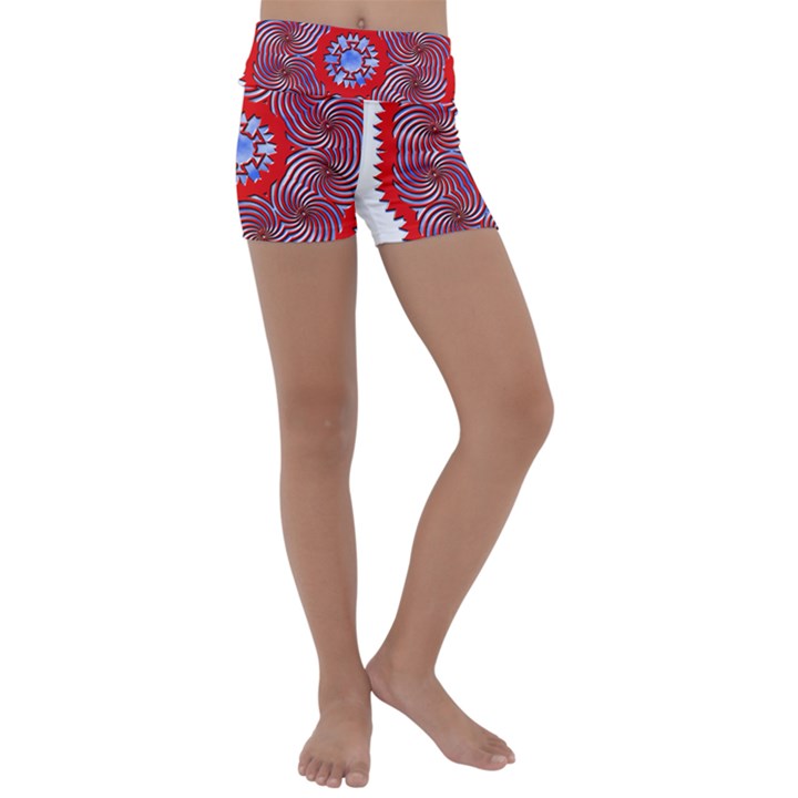 Tile Pattern Background Image Kids  Lightweight Velour Yoga Shorts