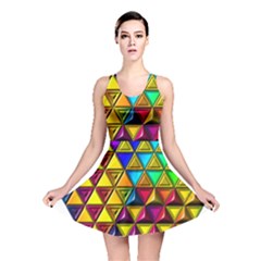 Cube Diced Tile Background Image Reversible Skater Dress