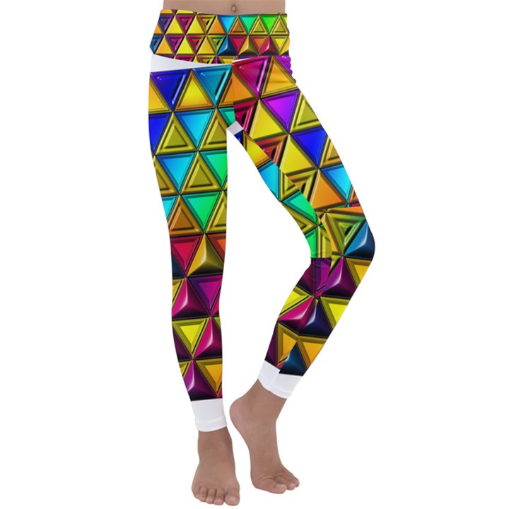 Cube Diced Tile Background Image Kids  Lightweight Velour Classic Yoga Leggings