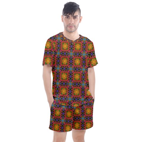 Tile Background Image Decorative Men s Mesh Tee And Shorts Set by Pakrebo