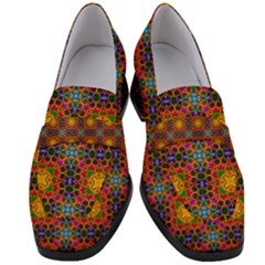 Tile Background Image Decorative Women s Chunky Heel Loafers